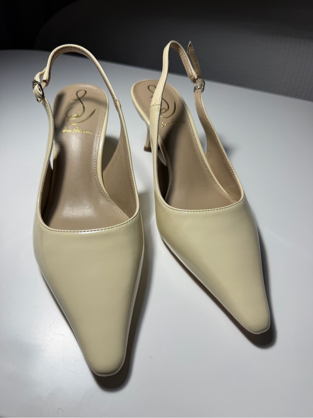 Sam Edelman Cream Pointed Slingback Heels
